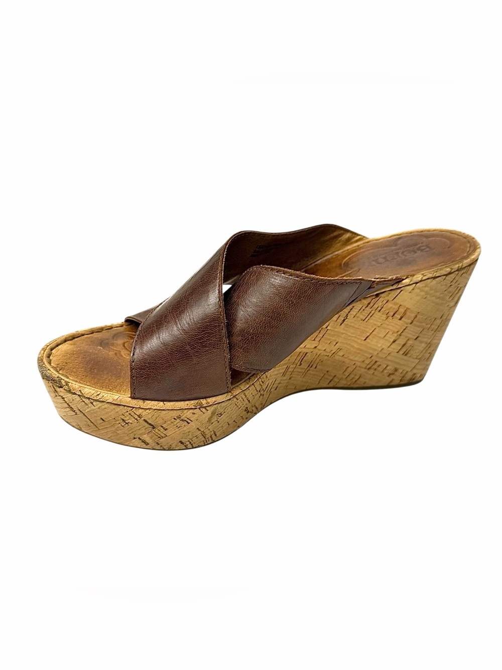 Born Cris Cross Brown Platform Wedge Sandals Women’s Size 9 M